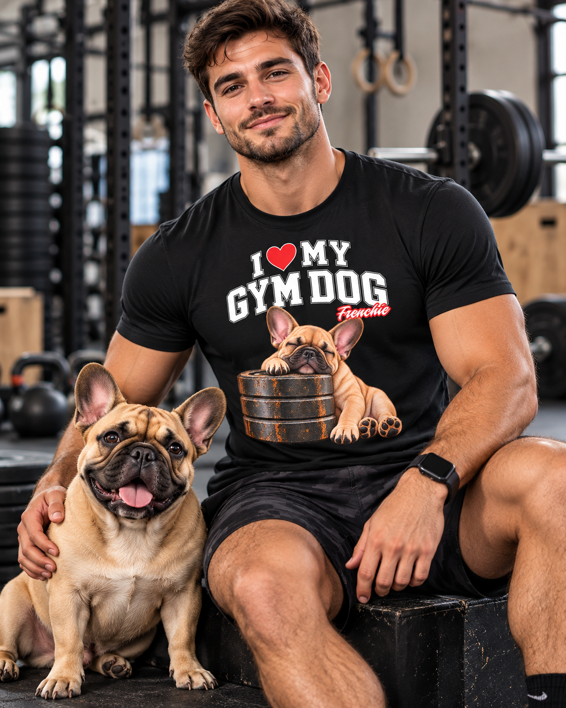Gym Dog Frenchie 2 Bella + Canvas 3001 unisex tee