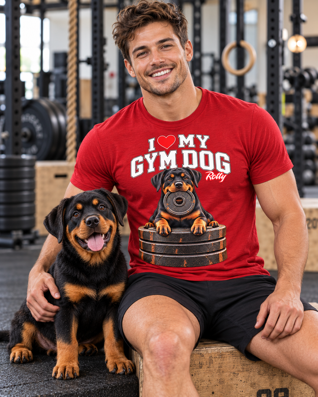 Gym Dog Rottie 2 Bella + Canvas 3001 unisex tee